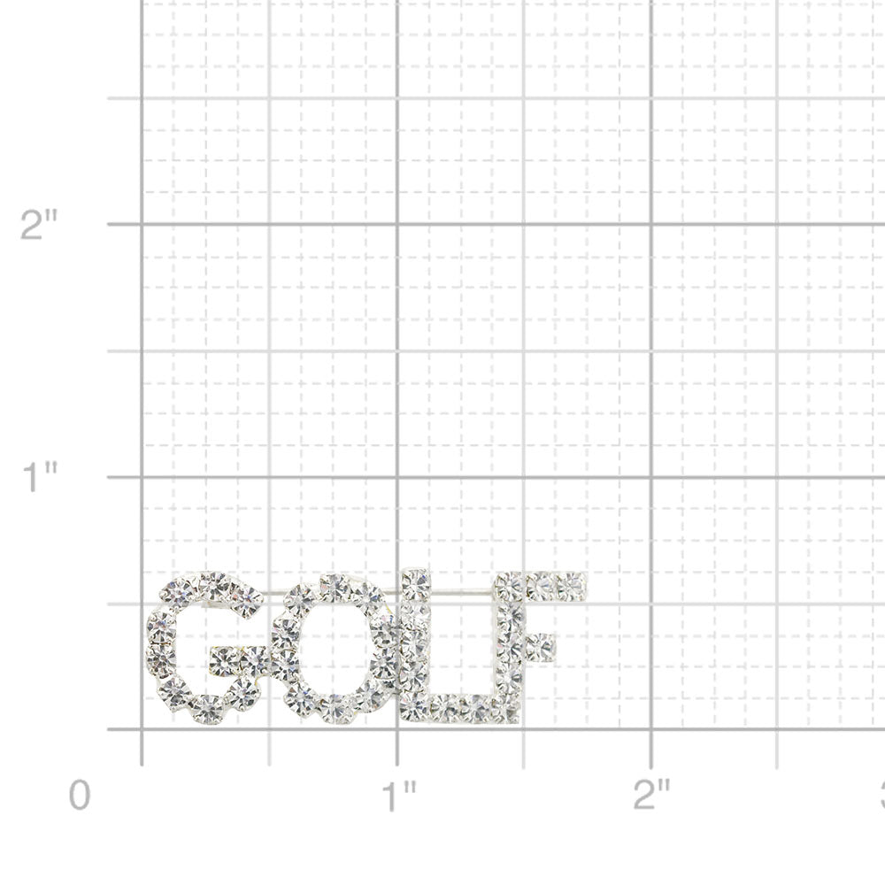 Silver Crystal GOLF Brooch Pin