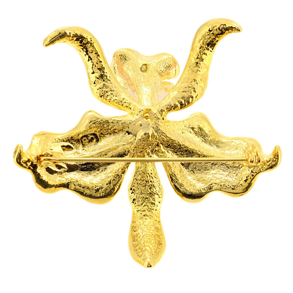 Yellow Orchid Swarovski Crystal Flower Pin Brooch