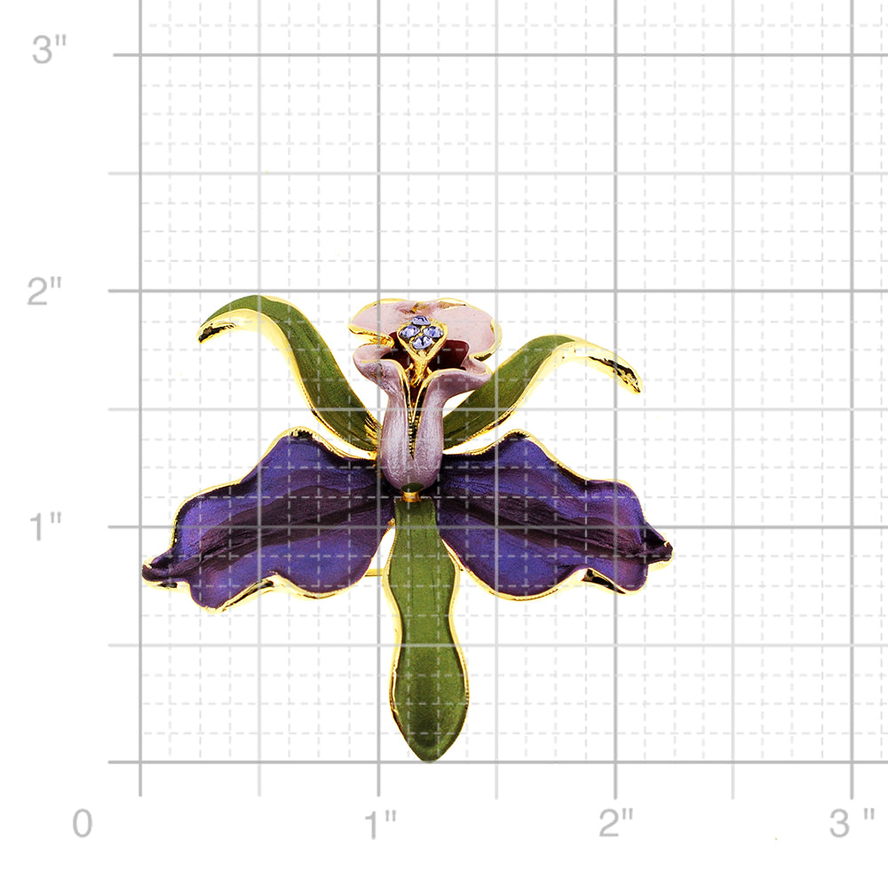 Purple Orchid Flower Swarovski Crystal pin brooch