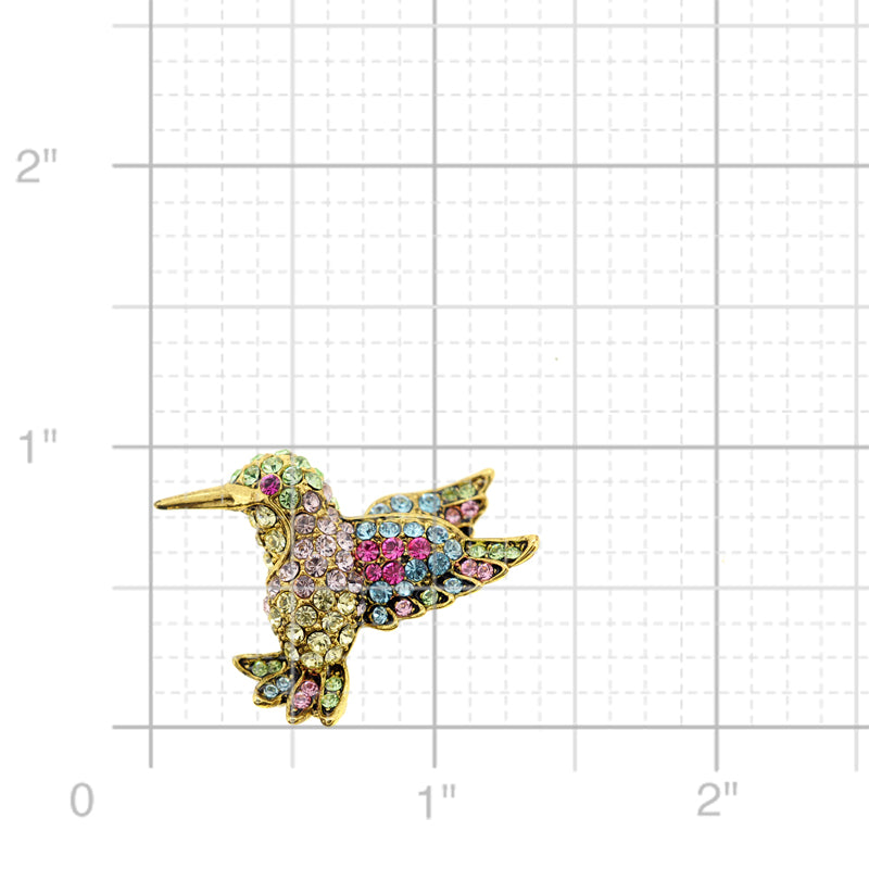 Multicolor Hummingbird Swarovski Crystal Pin Brooch