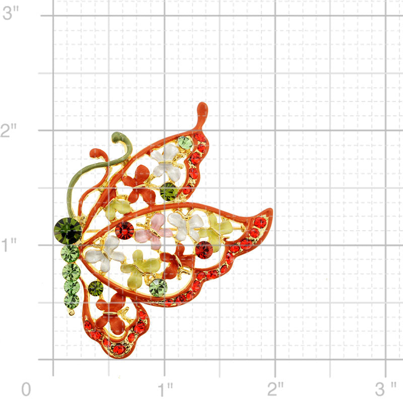 Multicolor Flying Butterfly Swarovski Crystal Pin Brooch