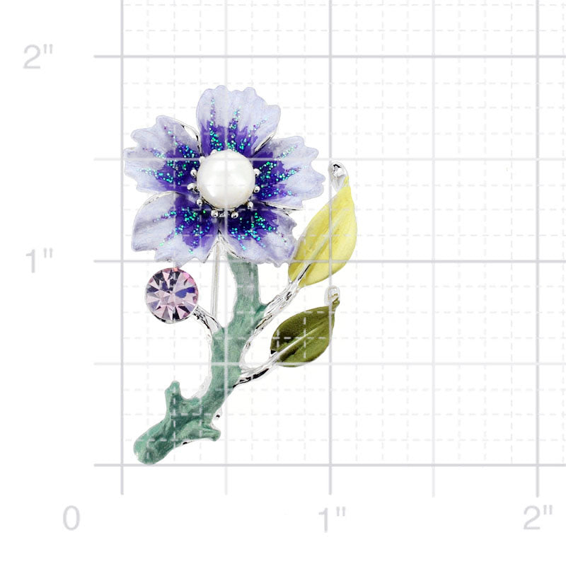 Purple Flower Swarovski Crystal Pin Brooch