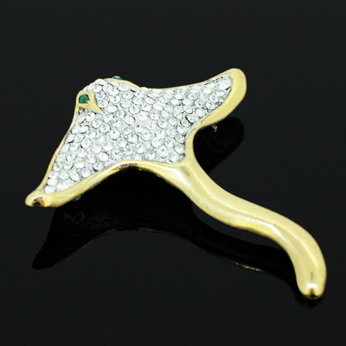 Golden Crystal Stingray Brooch