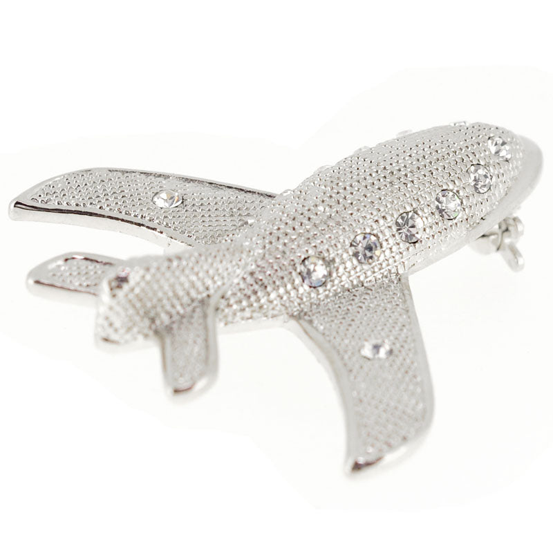 Silver Airplane Brooch Pin