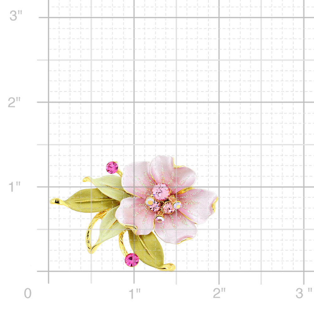 Pink Flower Swarovski Crystal Pin Brooch