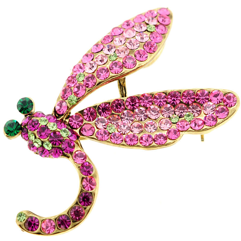 Pink Dragonfly Swarovski Crystal Pin Brooch and Pendant