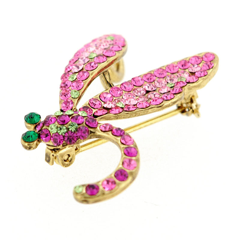 Pink Dragonfly Swarovski Crystal Pin Brooch and Pendant