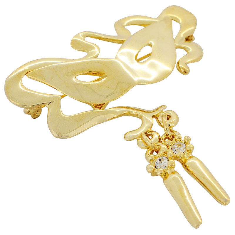 Golden Masquerade Mask Brooch Pin