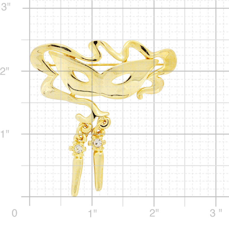 Golden Masquerade Mask Brooch Pin