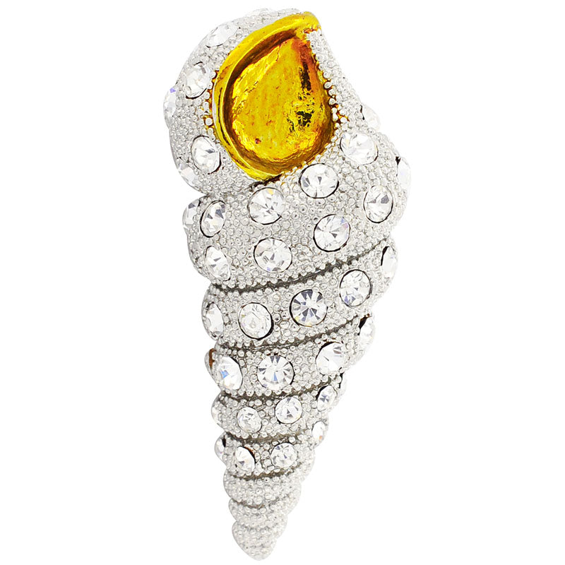 Crystal Conch Brooch Pin