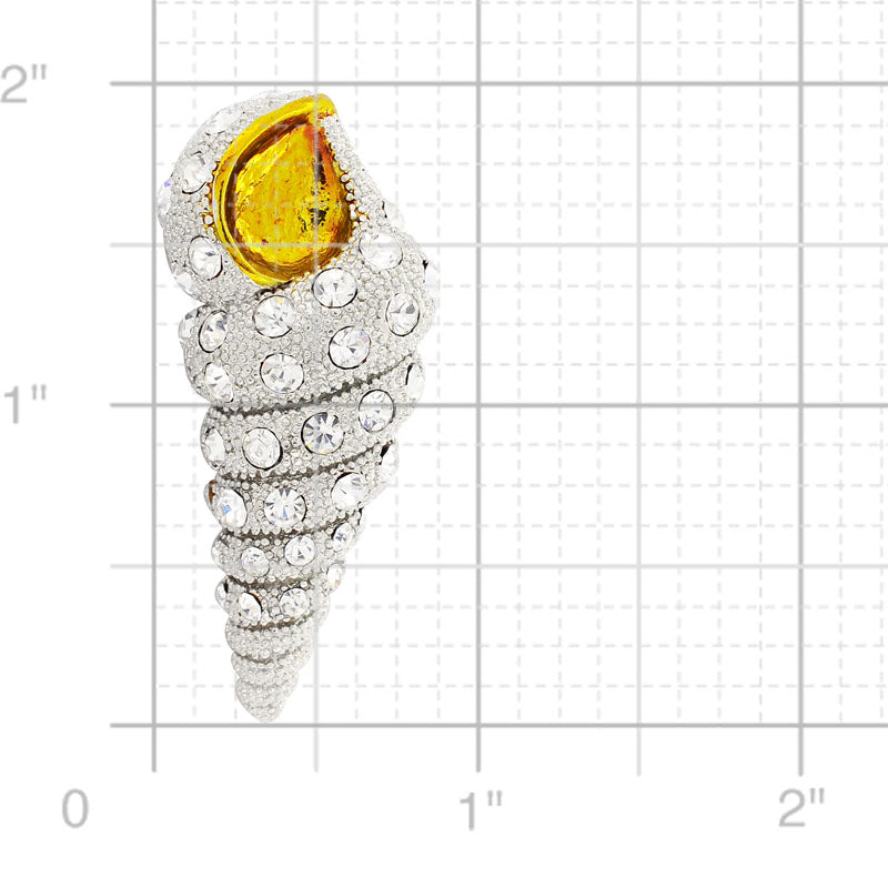 Crystal Conch Brooch Pin