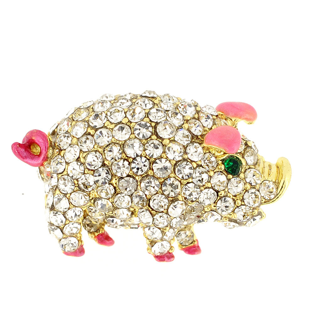 Pig Crystal Lapel Pin