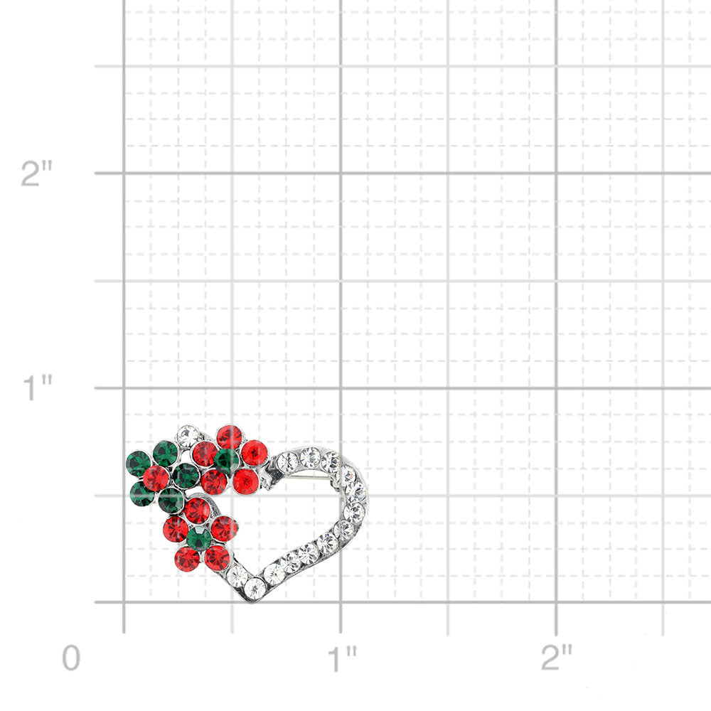 Christmas Heart Swarovski Crystal Pin Brooch