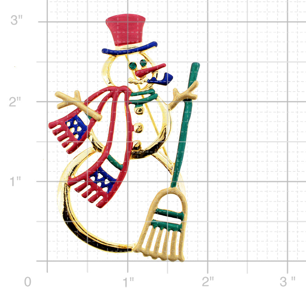Golden Christmas Snowman Pin Brooch