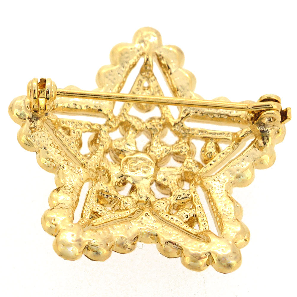 Multicolor Holiday Star Swarovski Crystal Pin Brooch