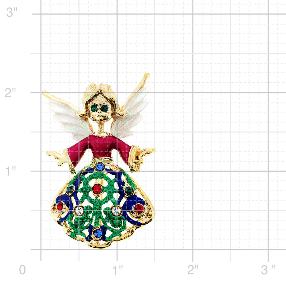 Christmas Angel Swarovski Crystal Pin Brooch