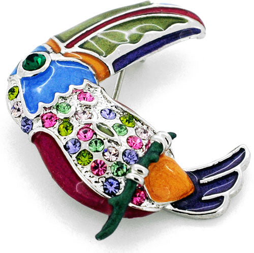 Multicolor Toucan Swarovski Crystal Pin Brooch