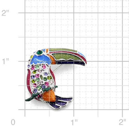 Multicolor Toucan Swarovski Crystal Pin Brooch