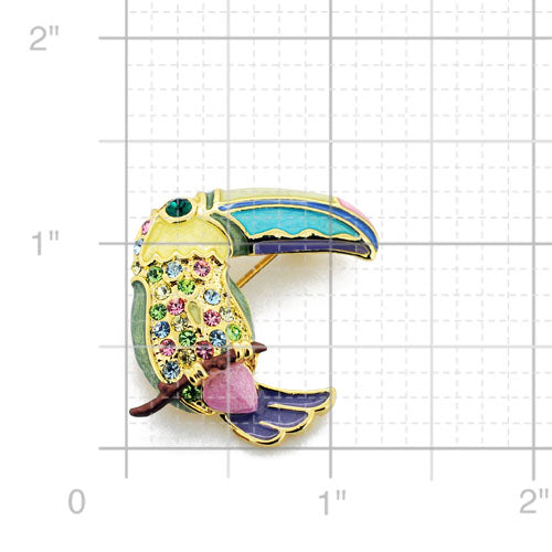 Multicolor Crystal Tropical Toucan Swarovski Crystal Bird Pin Brooch