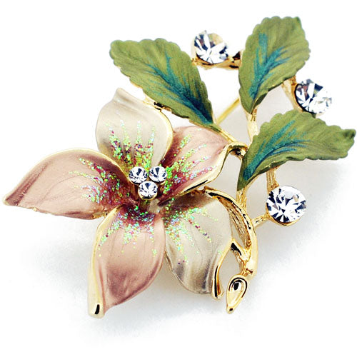 Golden Topaz Flower Swarovski Crystal Pin Brooch