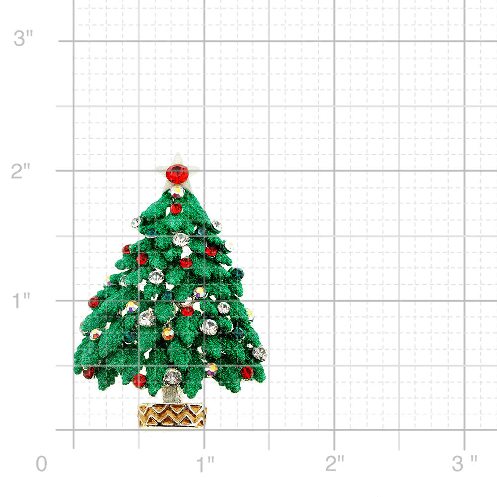 Green Christmas Tree Swarovski Crystal Pin Brooch