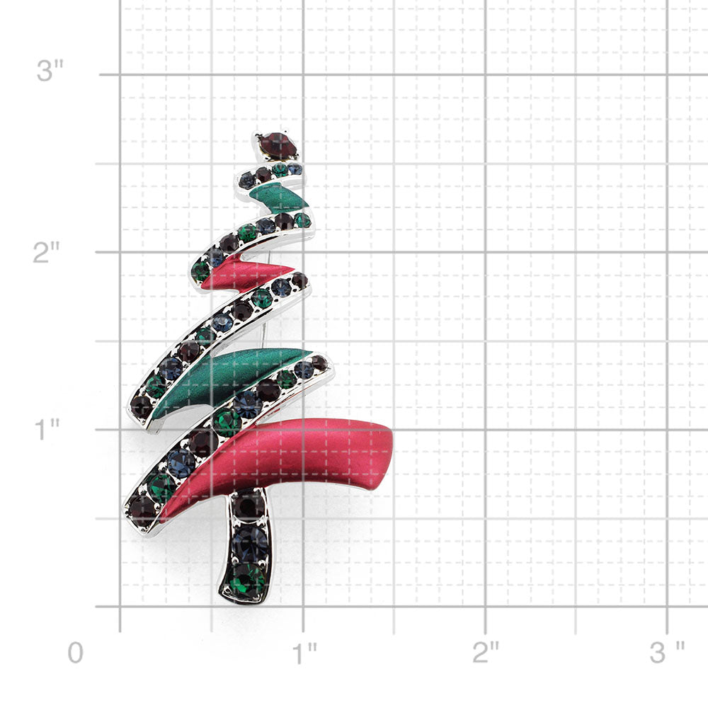 Red and Green Abstract Christmas Tree Swarovski Crystal Pin Brooch
