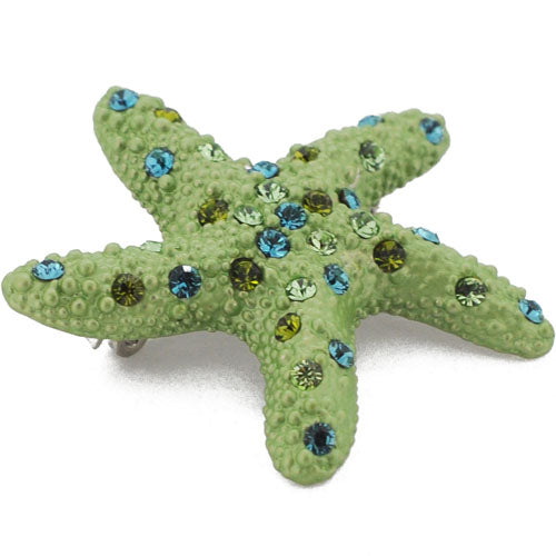 Light Green Starfish Swarovski Crystal Pin Brooch