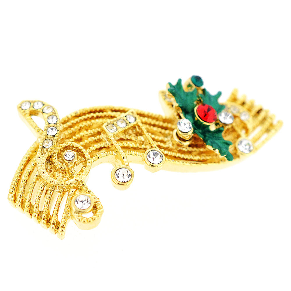 Christmas Music Note Swarovski Crystal Pin Brooch