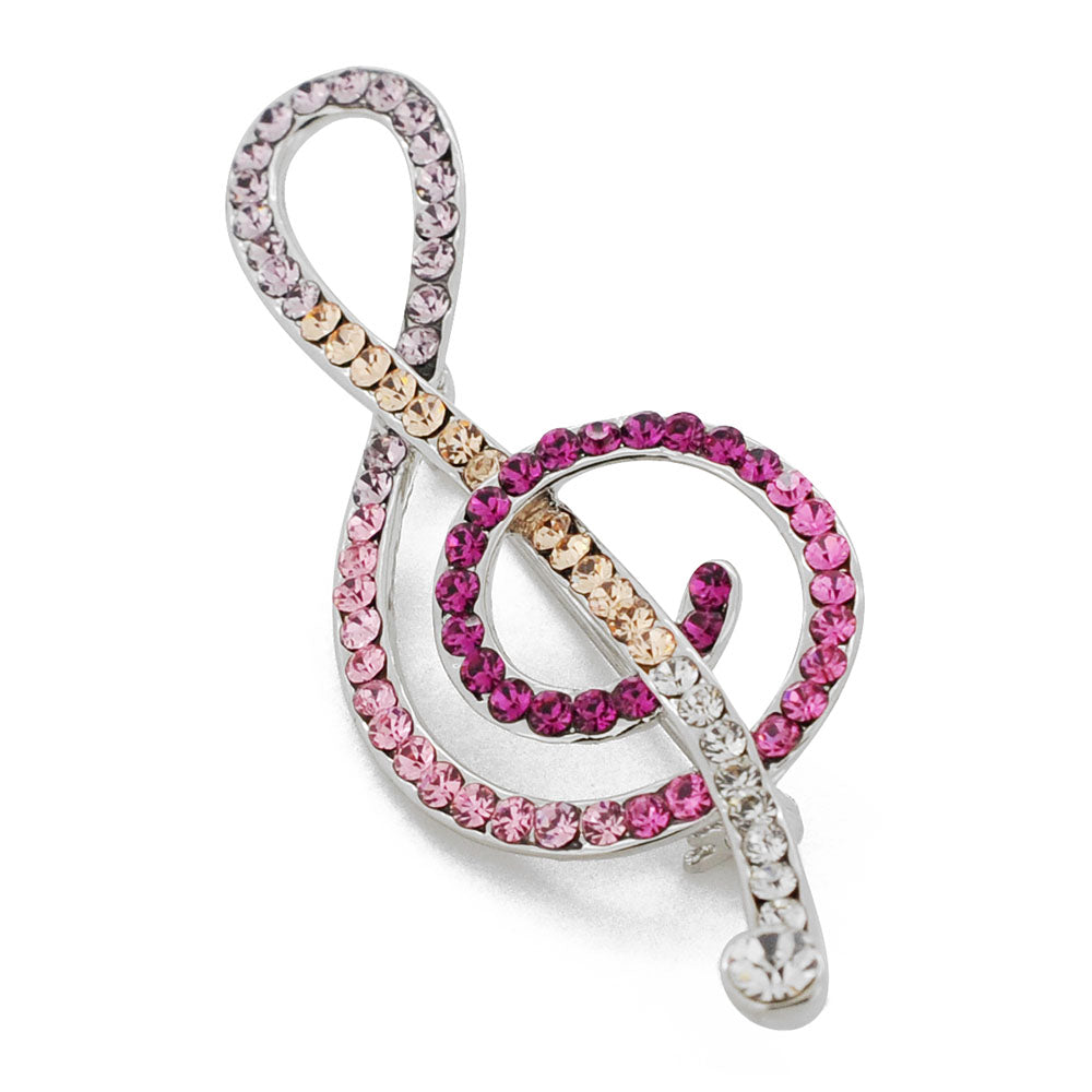 Multi Red Music Note Swarovski Crystal Pin Brooch