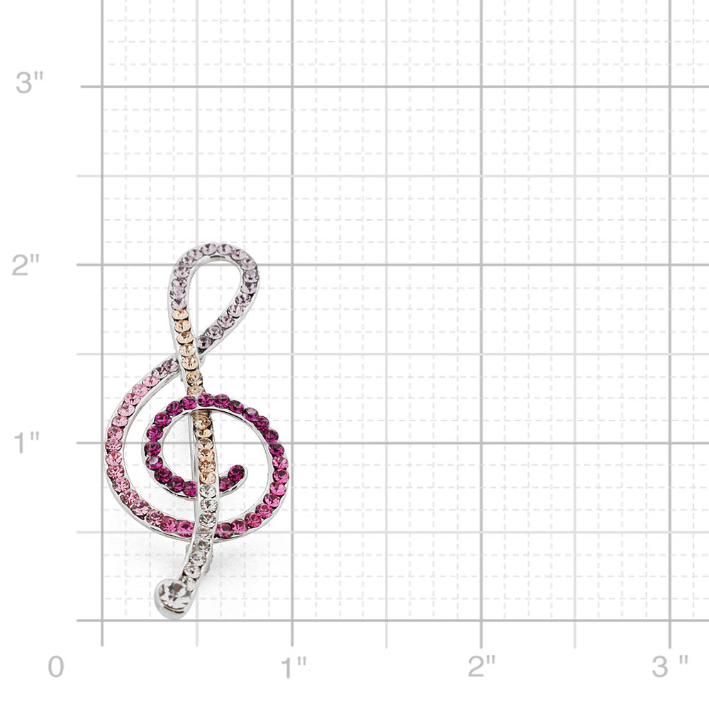 Multi Red Music Note Swarovski Crystal Pin Brooch
