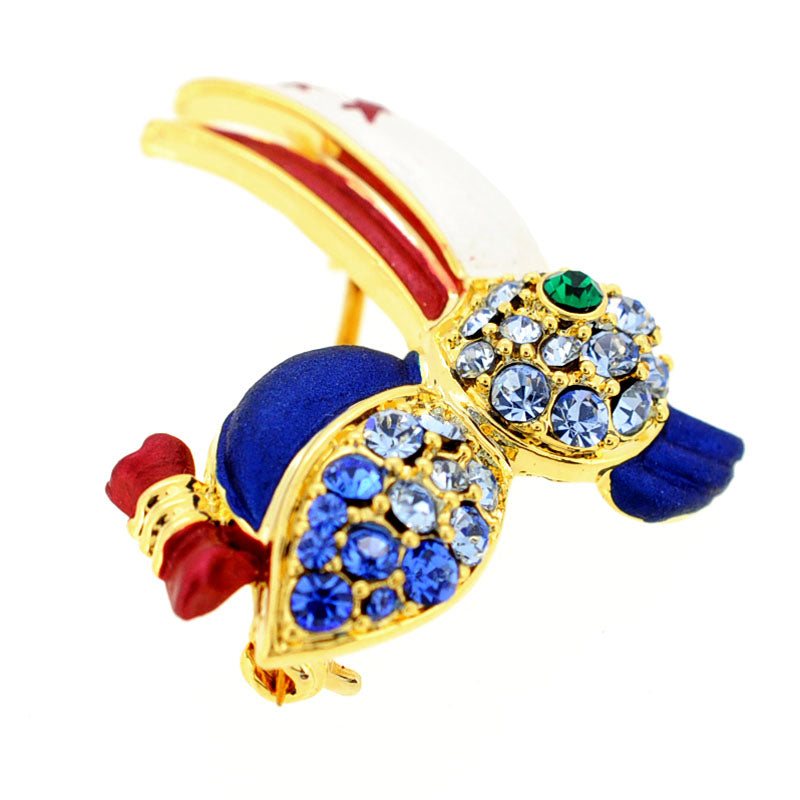 July 4th Toucan Swarovski Crystal Pin Brooch