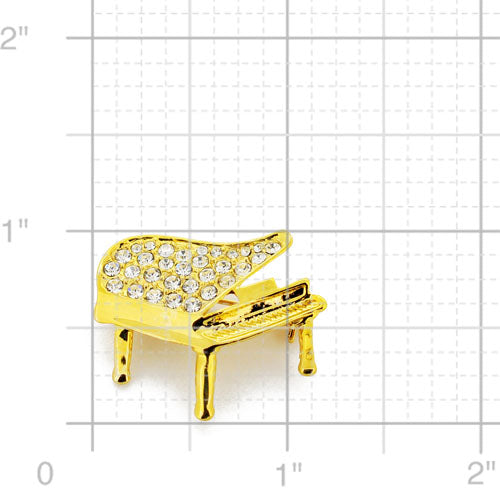 Golden Piano Swarovski Crystal Pin Brooch