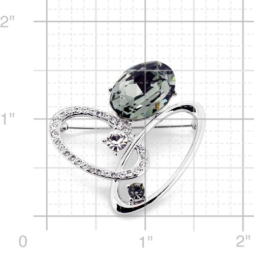 Grey Oval Swarovski Crystal Pin Brooch