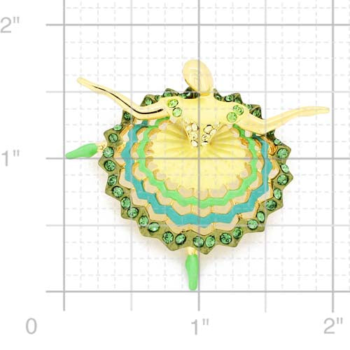 Green Dress Ballet Girl Swarovski Crystal Pin Brooch