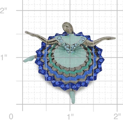 Blue Dress Ballet Girl Swarovski Crystal Pin Brooch