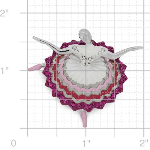 White Dress Ballet Girl Swarovski Crystal Pin Brooch