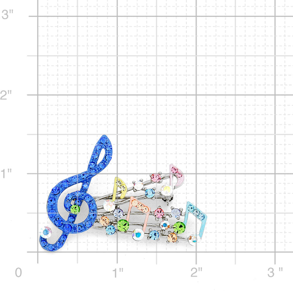 Multicolor Music Note Swarovski Crystal Pin Brooch