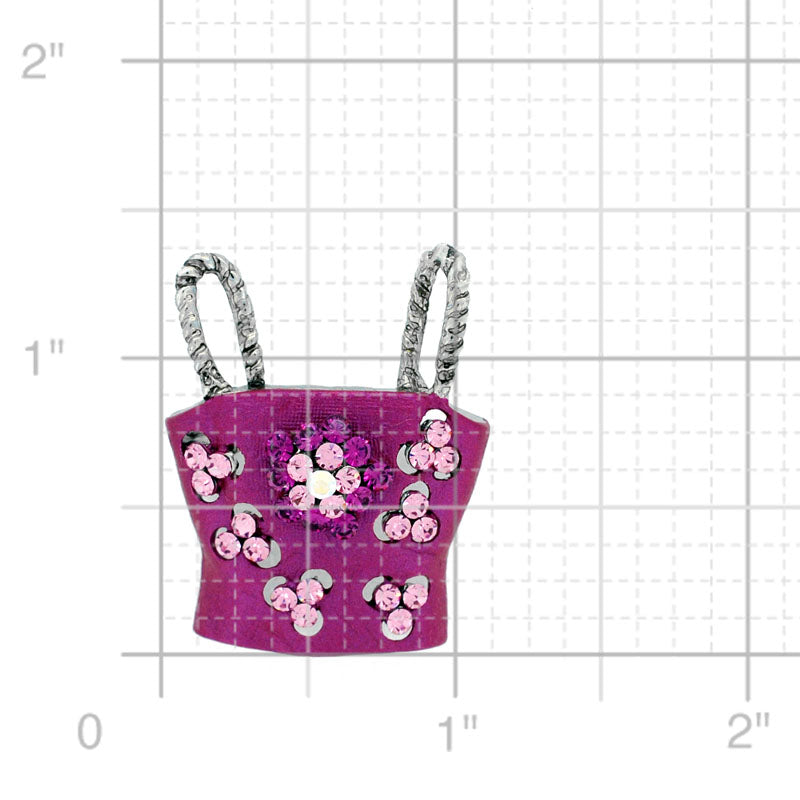 Fuchsia Pink Women Tube Top Swarovski Crystal Brooch Pin