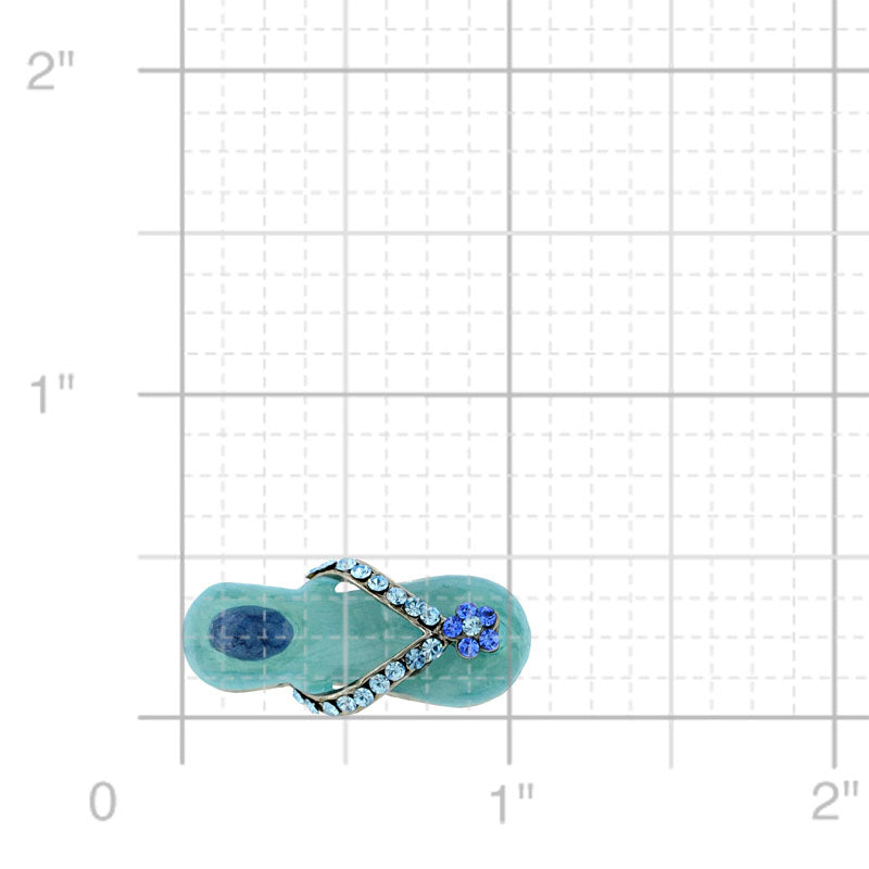 Turquoise Blue Flower Flip-Flop Swarovski Crystal Lapel Pin And Pendant
