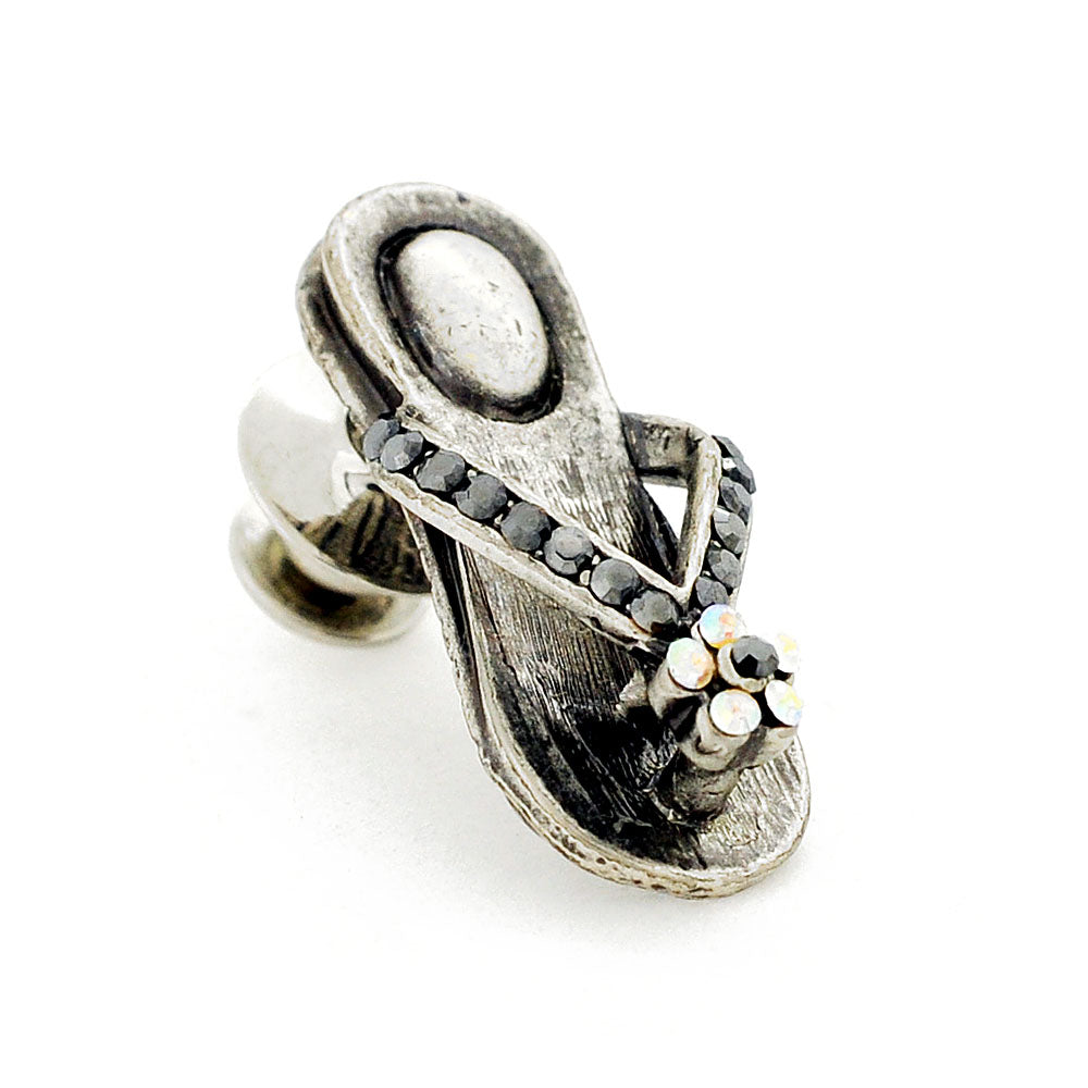 Vintage Style Flower Flip-Flop Crystal Lapel Pin And Pendant