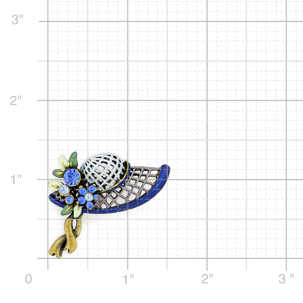 Blue Bonnet Hat Swarovski Crystal Easter Brooch Pin