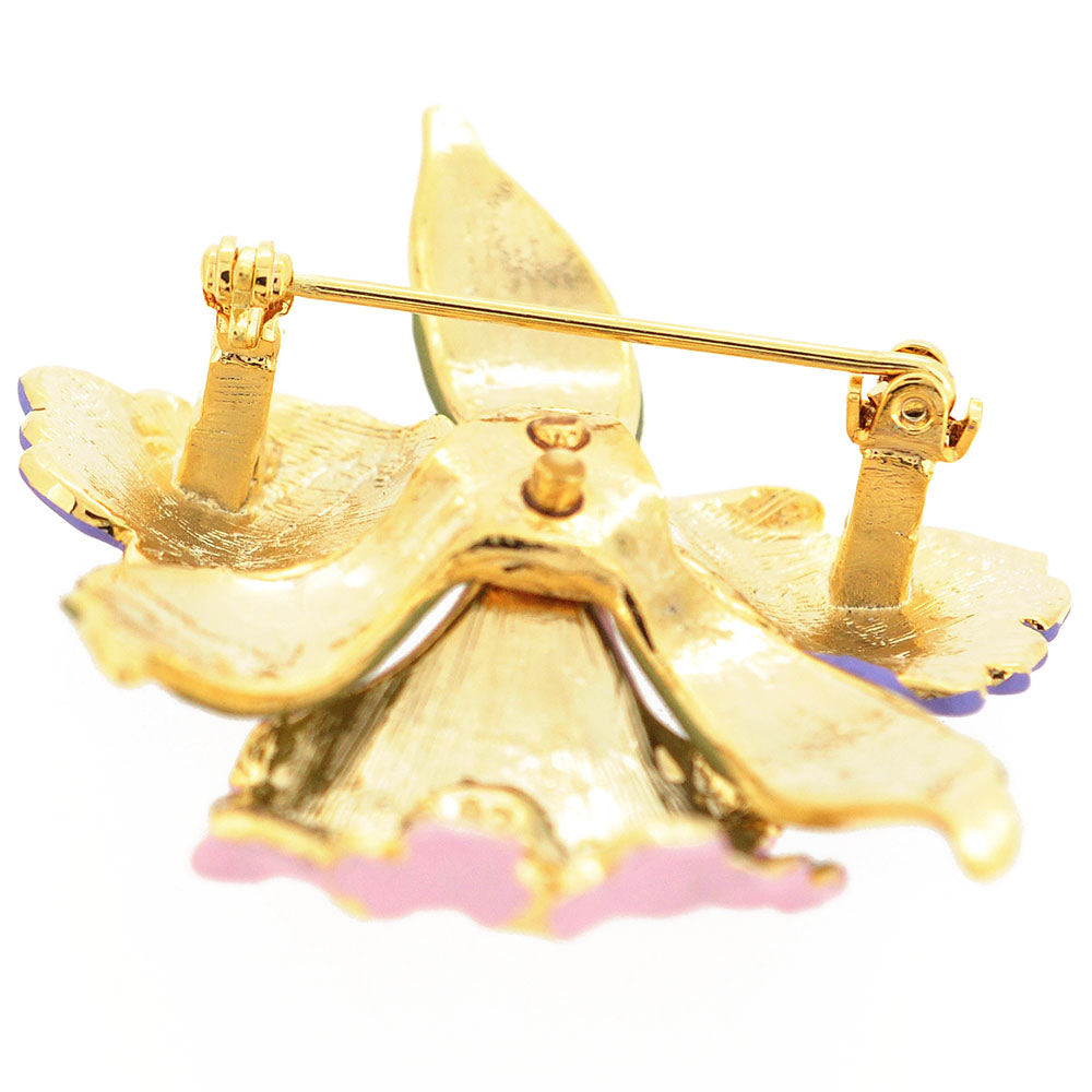 Fuchsia Pink Orchid Swarovski Crystal Flower Pin Brooch