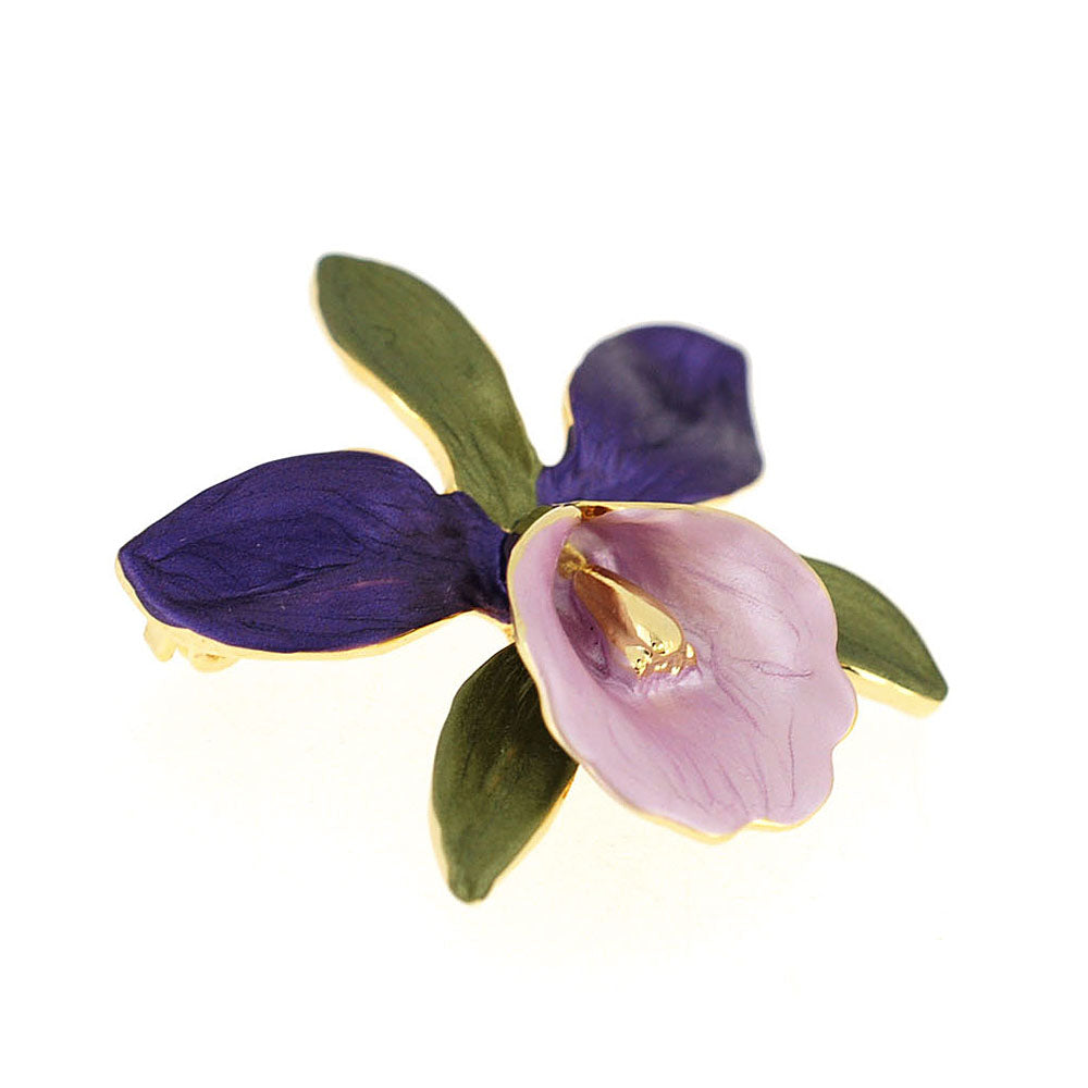 Small Purple Orchid Flower Brooch Pin And Pendant