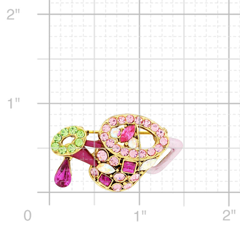 Multicolor Watering Can Swarovski Crystal Brooch Pin