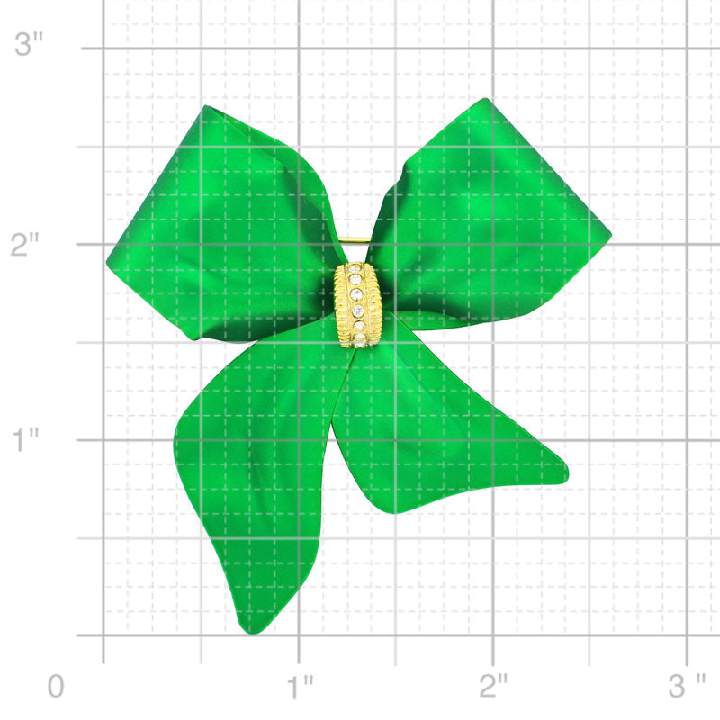 Green Bow Swarovski Crystal Brooch Pin
