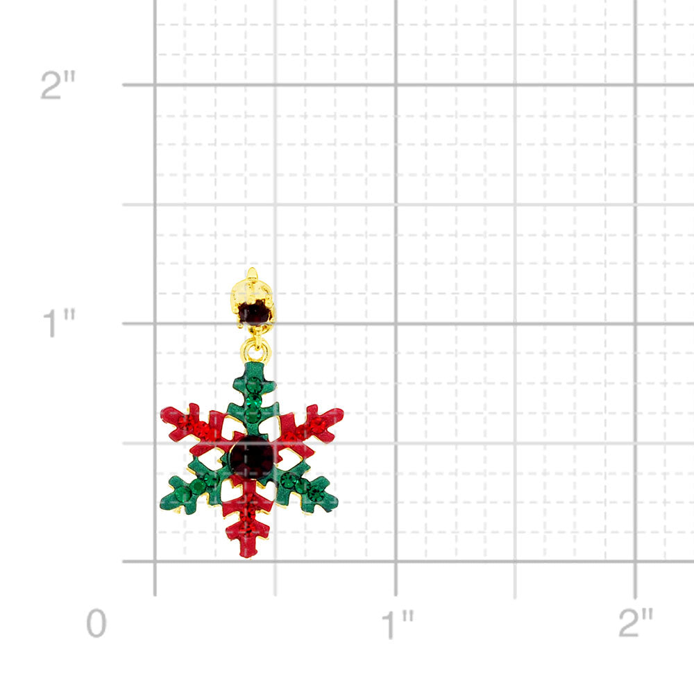 Red and Green Christmas Snowflake Tack Pin