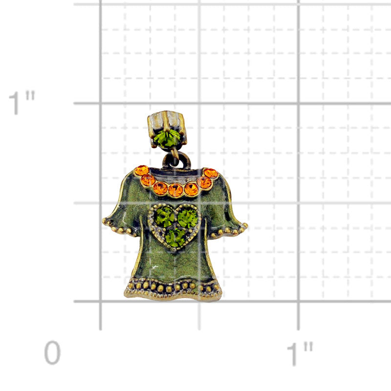 Green T-shirt Top Swarovski Crystal Tack Pin