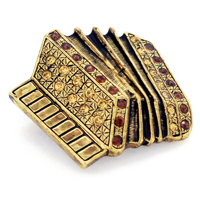Topaz Brass Accordion Pin Music Brooch Pin