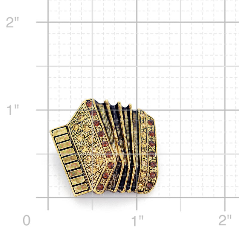 Topaz Brass Accordion Pin Music Brooch Pin
