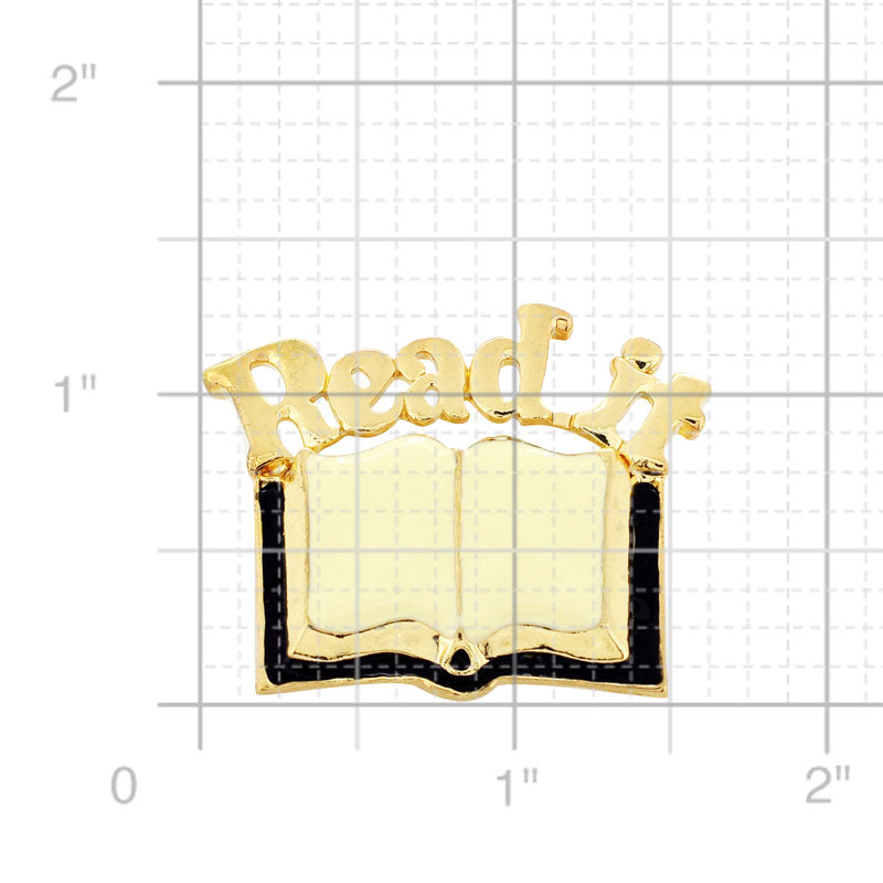 Golden Read Book Brooch Pin